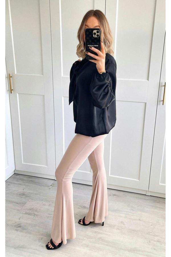 Casey Flared Casual Trousers - Beige