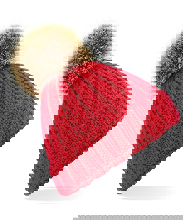 Beechfield Women's Snowfall Rib Knit Acrylic Pom Beanie {BC412}