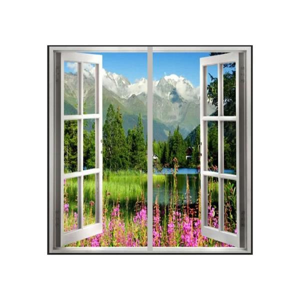 ENER-J 120x60cm Landscape Window Panel set (2 pcs), 2 x 60W, With Wall mounting kit, Cloud covered mountains