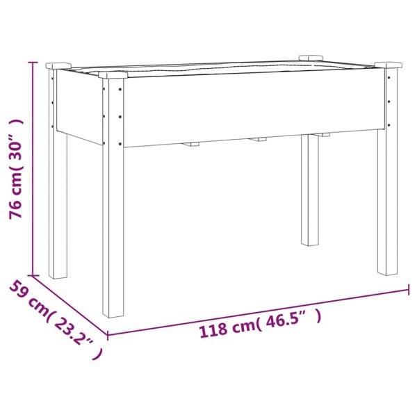 Berkfield Planter with Liner 118x59x76 cm Solid Wood Fir