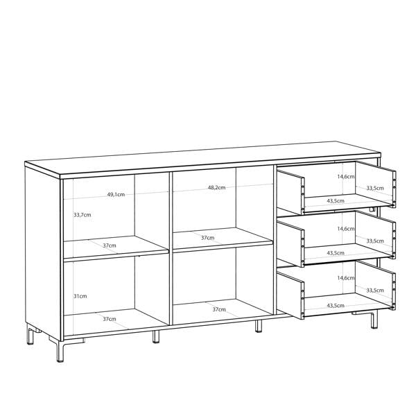 Furniture To Go Bixbite Wide Sideboard with Fluted Drawers & Cupboard in Mauvella Oak and Sand