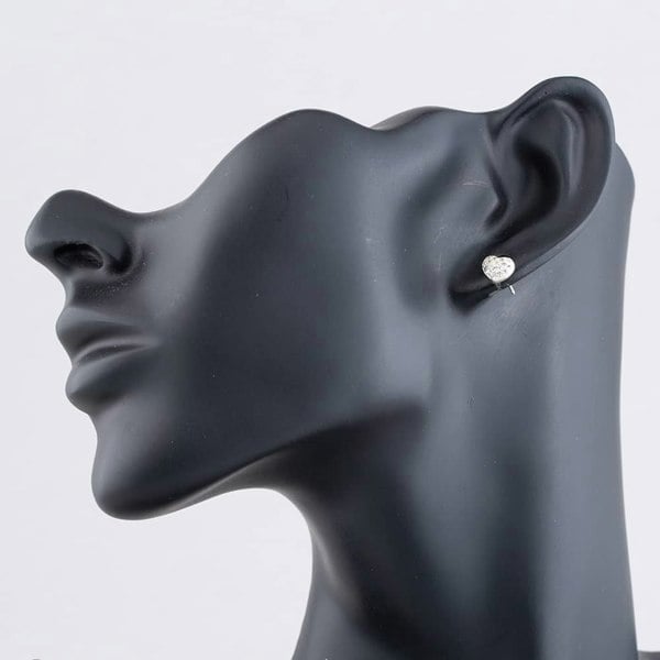 T. H. Baker Silver Cubic Zirconia Heart Stud Earrings E4015C