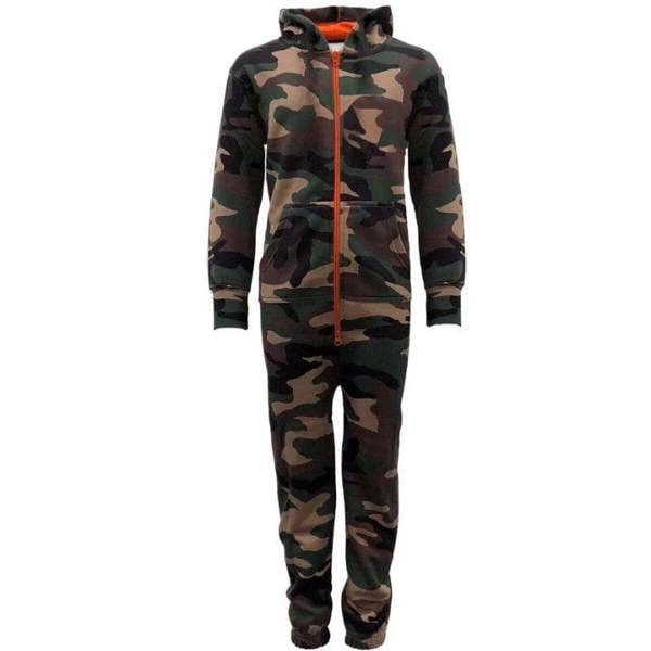Woodland Camo Onesie with full length zip and hood