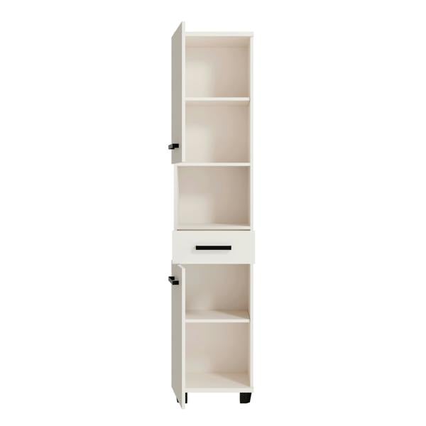 Furniture To Go Veris Tall Narrow Bathroom Cupboard with 2 Doors & 1 Drawer in Sand