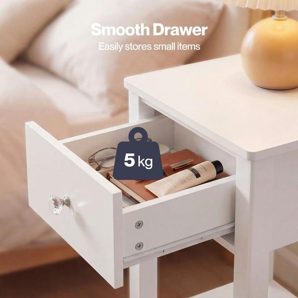 Levede Bedside Table Slim Modern End Table Drawer & Shelf Bedroom White