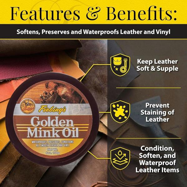 Fiebing's Golden Mink Oil - Leather Preserver with Rich Lustre 6oz