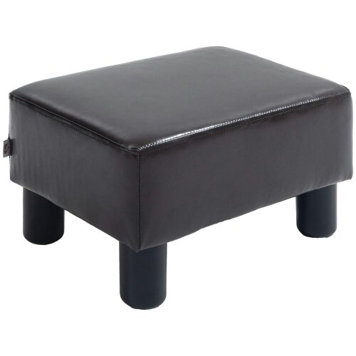 Wyld Haus Fatopa Brown Faux Leather Cube Footstool With 4 Plastic Feet