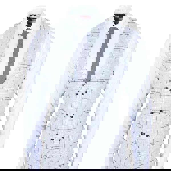 TruClothing TP-33 - Men's 3 Piece Tailored Fit Grey Plaid Check Suit