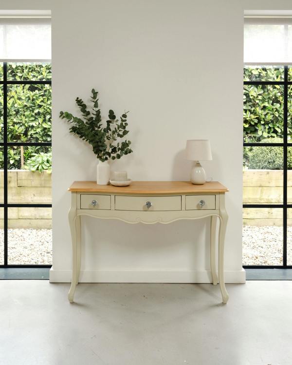 Juliette French Dressing Table with Drawers and Crystal Handles