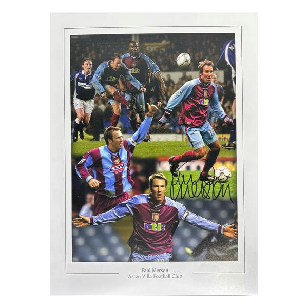 Paul Merson Signed Aston Villa 12x16 Image