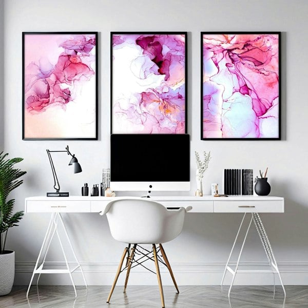 Art prints abstract | set of 3 wall art for home office decor