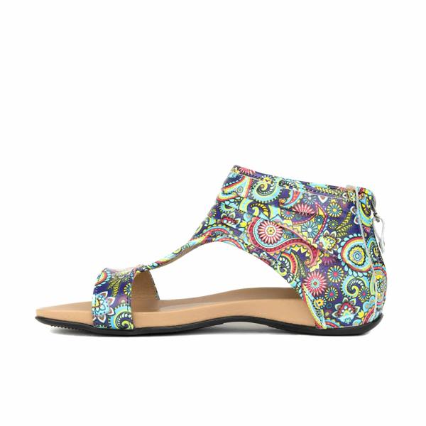 Embassy London Downtown - Festival Blue - Women's flat T-bar sandal with covered heel