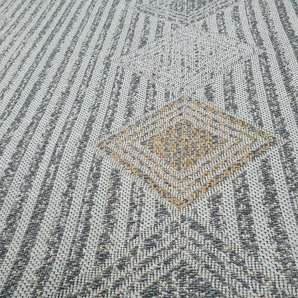 Grey Rug Modern Shabby Chick Pattern 100% Cotton Small Large XL Washable New Mat Flat Weave Rugs Stirped Diamond Design