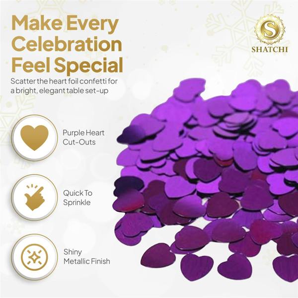 Purple Heart Confetti 14g Table Scatter for Birthday, Wedding and Celebration Decorations image 3