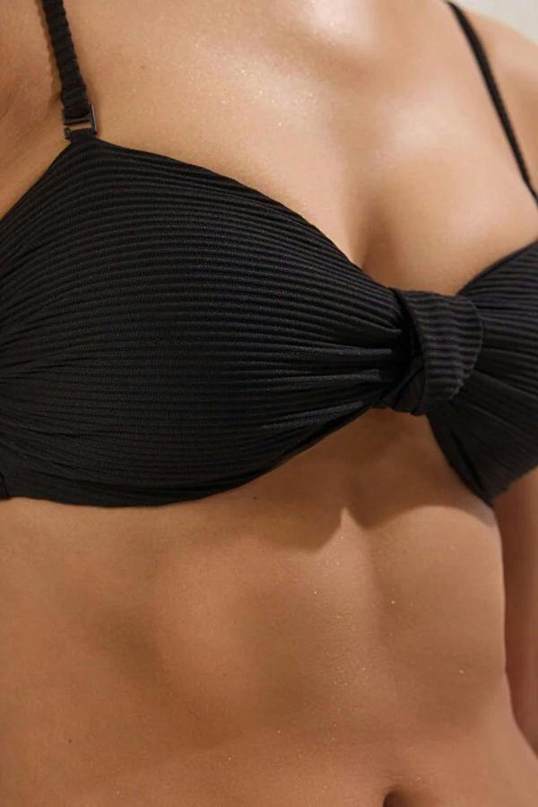WOVCOR Knotted Strapless Covered Bikini Top