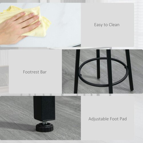 Wyld Haus Telano Marble Effect White And Black 3 Piece Bar Table And Stool Set