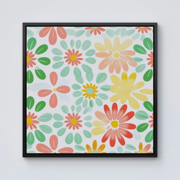 Warren Reed Green and Yellow Flowers Framed Canvas