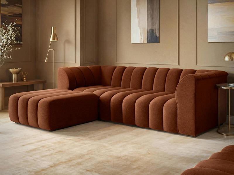 Halle 3 Seater Sofa with Footstool Burnt Orange Chenille