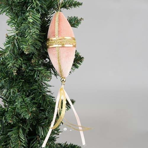 7x30cm Light Pink Oval Drop Christmas Bauble Hanging Decorations, Pack of 3 image 4