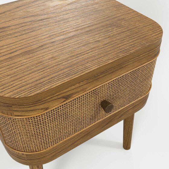 Wyld Haus Pasadena Natural Wood and Rattan Bedside Table 1 Drawer