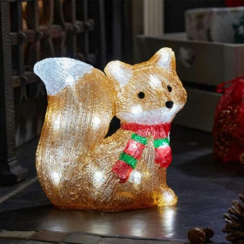 Samuel Alexander 19cm Battery Operated Light up Christmas Ice Fox with 24 Cool White LEDs