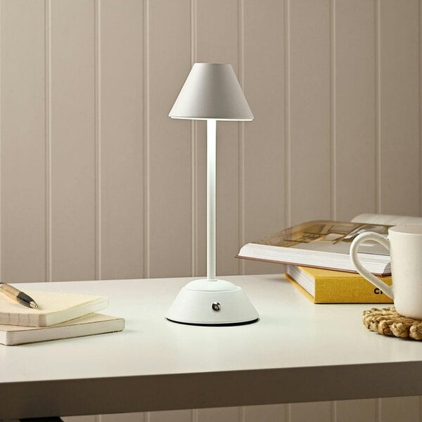 Hestia Matt Putty White USB LED Touch Table Lamp  - Medium