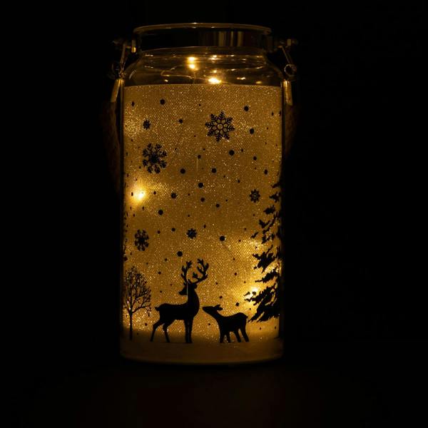 23cm Christmas Decorated Jar Table Lantern with Warm White LED Lights image 3