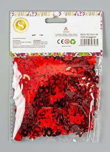 Red 40th Birthday Table Confetti, 14g Pack of Foil Metallic Number Cut-Outs image 8