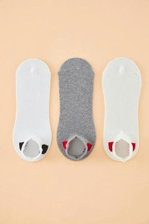 WOVCOR 3-Pack Heart Printed Half-Length Knit Socks