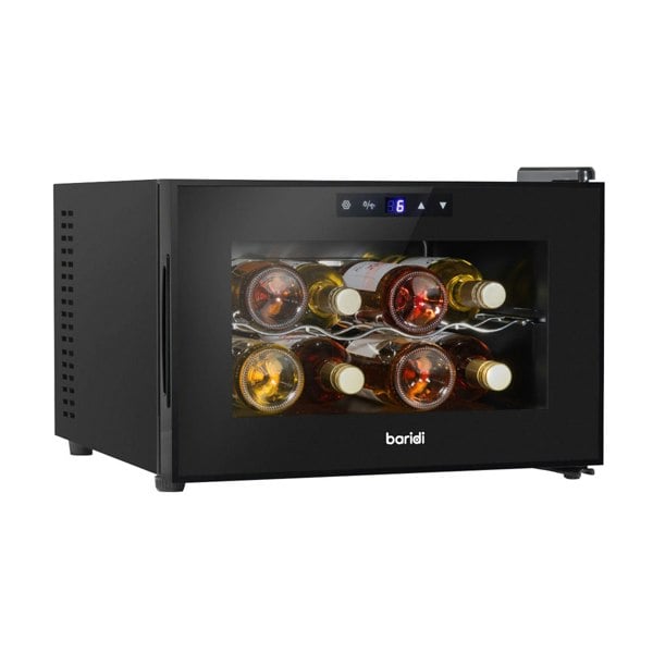 8 Bottle Worktop Wine Cooler Fridge - Thermoelectric & LED Backlit BLACK - LoopsDirect