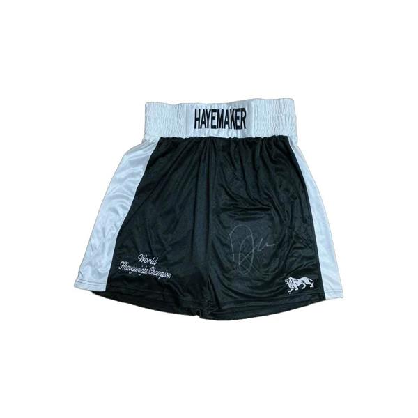 Unbranded David Haye signed boxing trunks — Framed