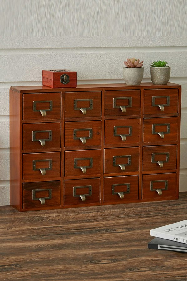Living and Home Retro Wooden Drawer Organizer Box