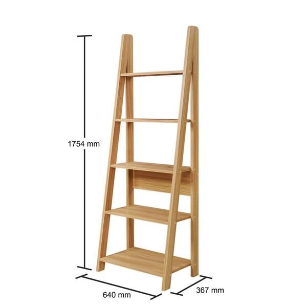 Timber Art Design Riva Retro 5 Tier Ladder Bookcase Display Shelf Unit