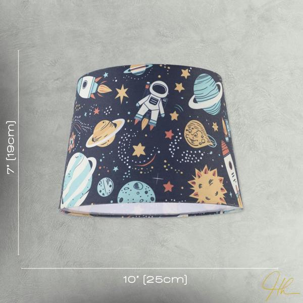 Space Themed Childrens Lamp Shade with Rockets Planets and Astronauts Image 7