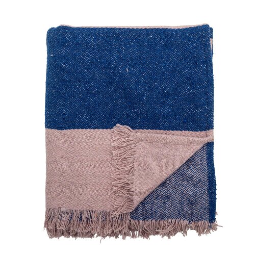 Love Frankie Recycled Cotton Throw Blanket in Rose & Cobalt