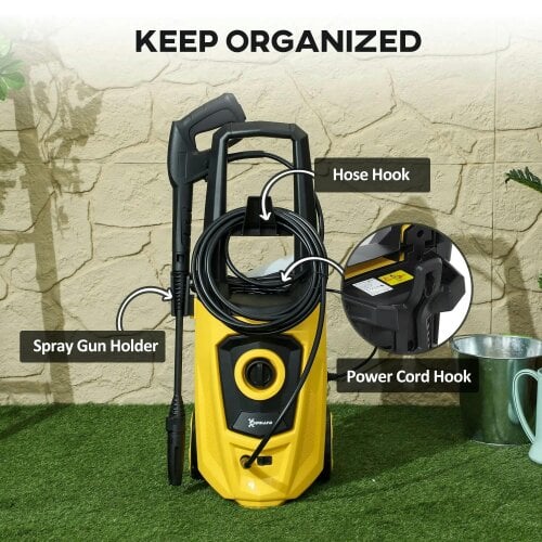Bobobiy 1800W High Pressure Washer, 150 Bar Pressure, 510 L/h Flow, High-Performance Portable Power Washer Jet Wash Cleaner with 6M Hose, Yellow