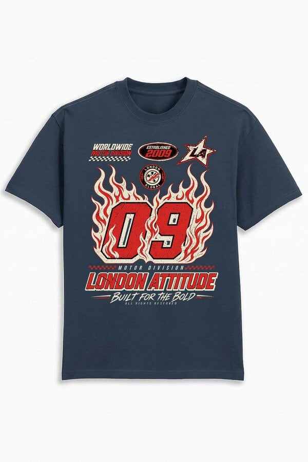 London Attitude Racing Oversized Heavyweight Graphic T-Shirt