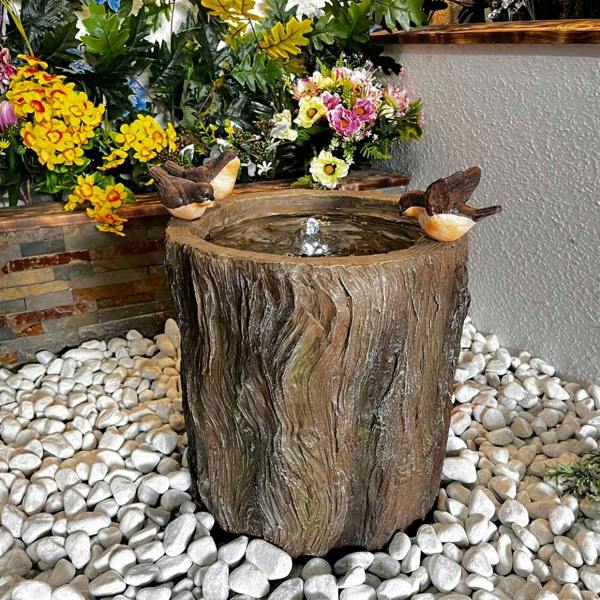 Tranquillity Water Features Bird on Log Traditional Water Feature