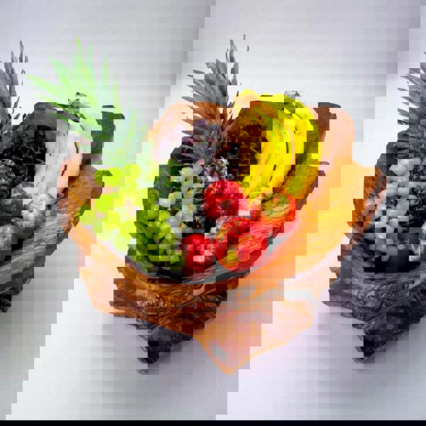 Hand Carved Olive Wood Fruit Basket