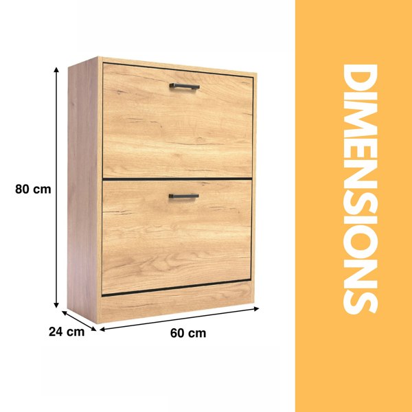 Rafaelo Mobilia 2 Drawer Shoe Storage Cabinet Pine