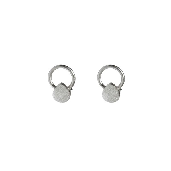 Sterling Silver Natural Textured Drop Stud Earrings - Spero London