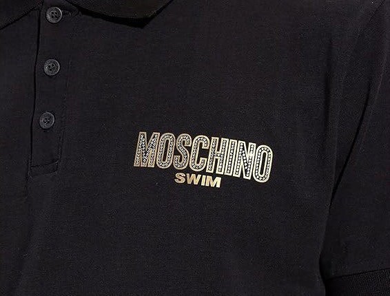 Moschino Swim Logo Polo Shirt - Black