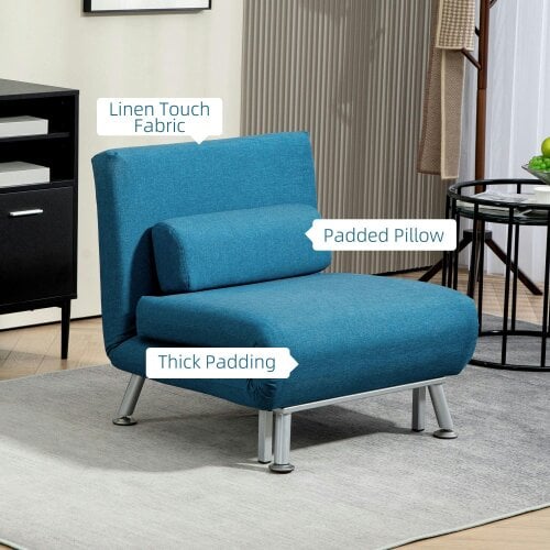Wyld Haus Lavili Keno Linen Look Blue Single Sleeper Chair