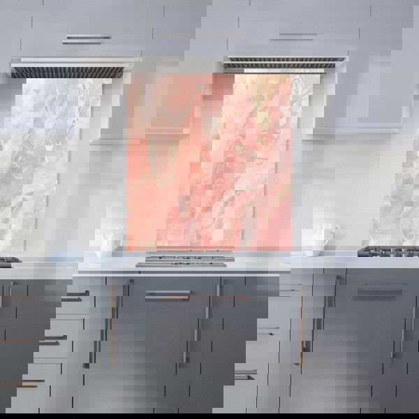 Warren Reed - Designer Salmon Pink Hearts Marble Effect Kitchen Splashback