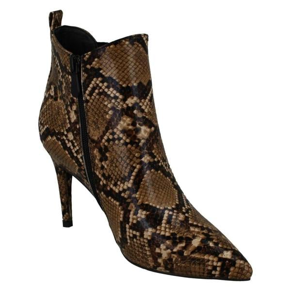Spot On Ladies Spot On Snake Print Ankle Boots F50990