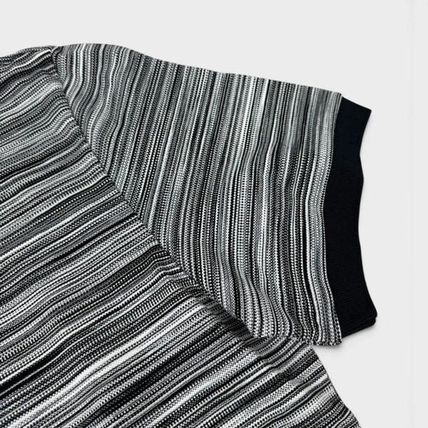 Missoni Striped Contrast Collar Polo Shirt Space Dyed Black White