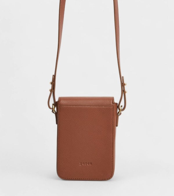 Votch Luna Compact Vegan Bio-Based Bamboo Phone Bag in Brown