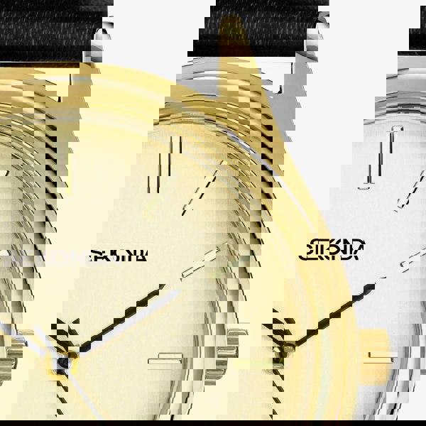 Sekonda Evans Gold Dial Black Leather Strap Watch 30253