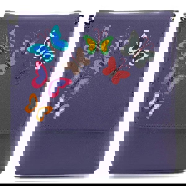 Mala Leather Juno Butterflies Leather Compact Crossbody Bag