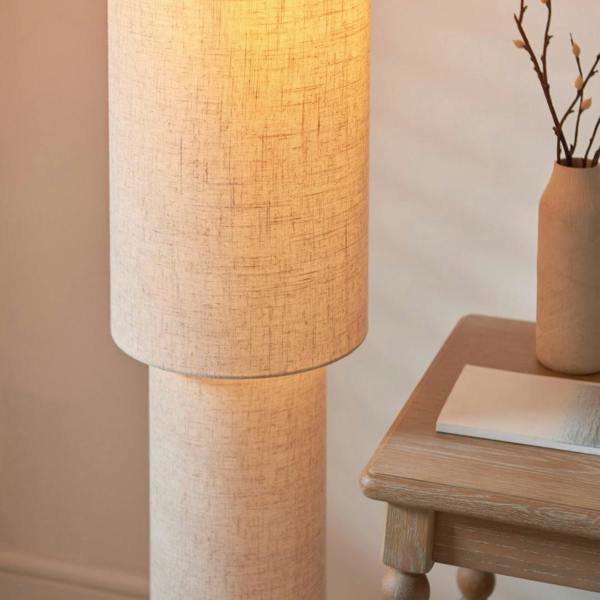 Pagazzi Lighting Buxton Natural Faux Linen Column Floor Lamp